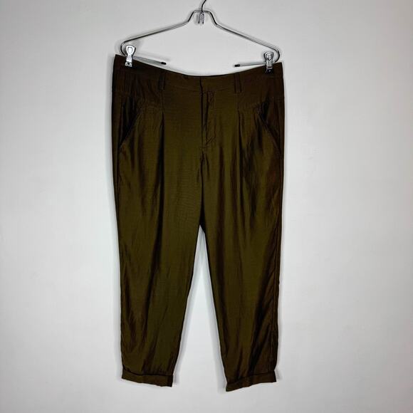VINCE ankle length pants army olive green cuffed tapered - Picture 1 of 8